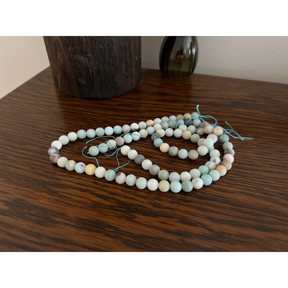 Loose Amazonite Style Gemstone Bead Strand 8mm Round Matte Jewelry Supply